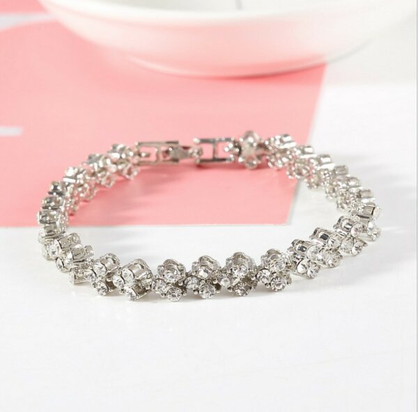 Luxus Kristall Armband Damen Silber 16,5cm