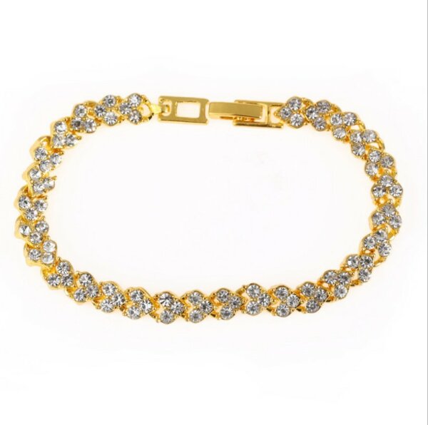 Luxus Kristall Armband Damen Gold 16,5cm