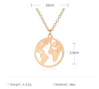 Damen Halskette Halsketten Weltkarte Globus Welt Symbol Rosegold Gold Silber Schwarz