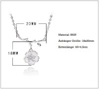 925 Silber Damen Halskette Kette Anh&auml;nger Blume Schmuck Bl&uuml;te Rose Silber Lila