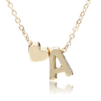 Damen Halskette Namenskette mit Buchstaben (A-Z) Herz...