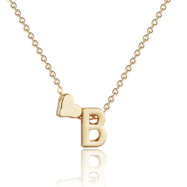 Damen Halskette Namenskette mit Buchstaben (A-Z) Herz Geschenk Damenhalskette Gold B