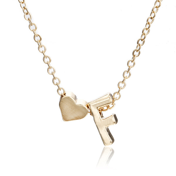 Damen Halskette Namenskette mit Buchstaben (A-Z) Herz Geschenk Damenhalskette Gold F
