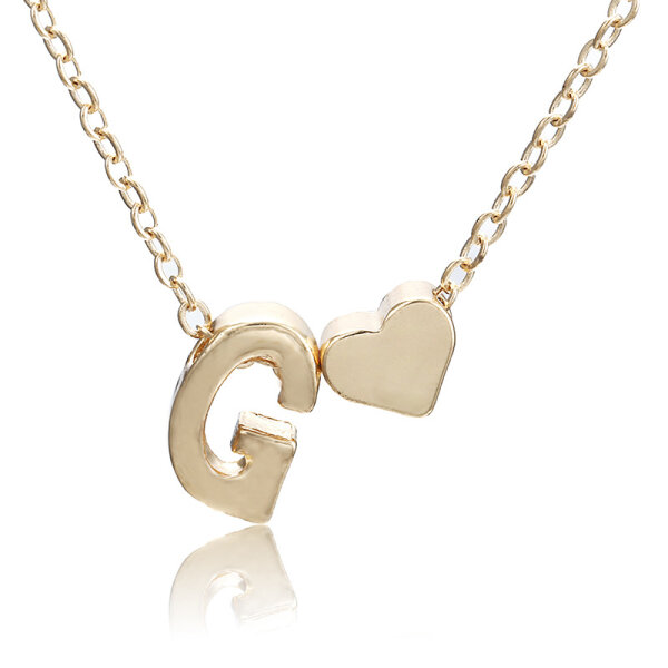Damen Halskette Namenskette mit Buchstaben (A-Z) Herz Geschenk Damenhalskette Gold G