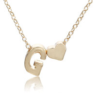 Damen Halskette Namenskette mit Buchstaben (A-Z) Herz...