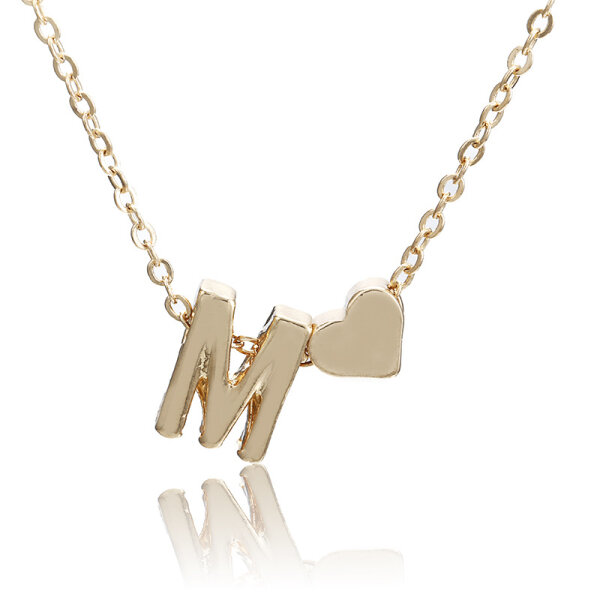Damen Halskette Namenskette mit Buchstaben (A-Z) Herz Geschenk Damenhalskette Gold M
