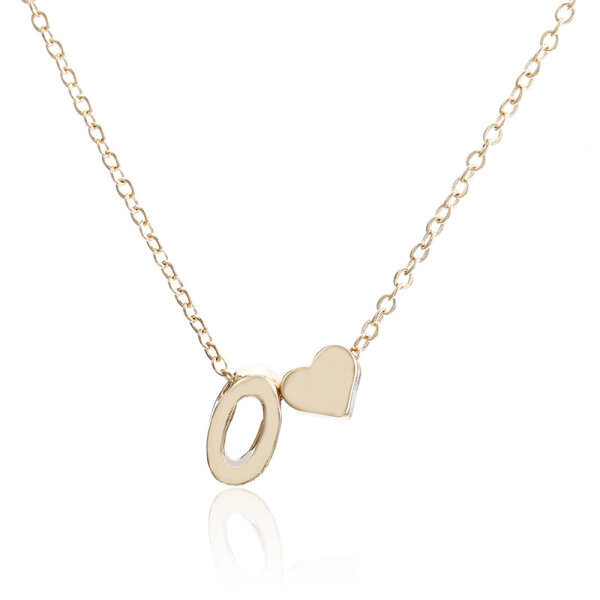 Damen Halskette Namenskette mit Buchstaben (A-Z) Herz Geschenk Damenhalskette Gold O