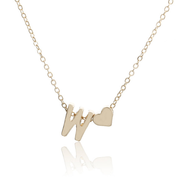 Damen Halskette Namenskette mit Buchstaben (A-Z) Herz Geschenk Damenhalskette Gold W