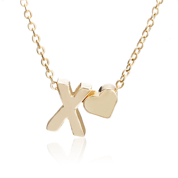 Damen Halskette Namenskette mit Buchstaben (A-Z) Herz Geschenk Damenhalskette Gold X