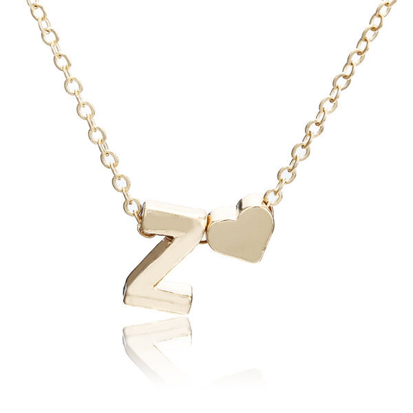 Damen Halskette Namenskette mit Buchstaben (A-Z) Herz Geschenk Damenhalskette Gold Z