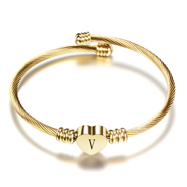 Armband Armreif Vergoldet Buchstabe (A-Z) Gold V