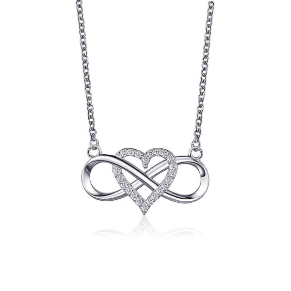 Halskette Unendlichkeitszeichen Infinity Herz mit Kristall Silber