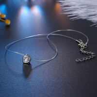Halskette mit Herz Anh&auml;nger in Zirkon Silber