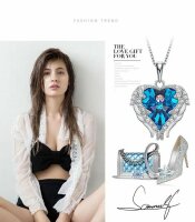 SWAROVSKI Halskette Collier Anh&auml;nger Schutzengel Fl&uuml;gel f&uuml;r Damen Frauen in Blau