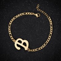 Armband Personalisiert A-Z Edelstahl Buchstaben Freundin Damen Geburtstag Gold-B