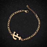 Armband Personalisiert A-Z Edelstahl Buchstaben Freundin Damen Geburtstag Gold-F