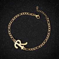 Armband Personalisiert A-Z Edelstahl Buchstaben Freundin Damen Geburtstag Gold-R