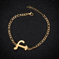 Armband Personalisiert A-Z Edelstahl Buchstaben Freundin Damen Geburtstag Gold-T