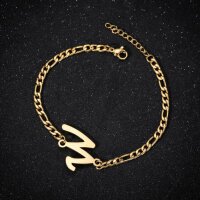 Armband Personalisiert A-Z Edelstahl Buchstaben Freundin Damen Geburtstag Gold-W