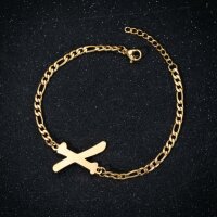 Armband Personalisiert A-Z Edelstahl Buchstaben Freundin Damen Geburtstag Gold-X