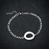 Armband Personalisiert A-Z Edelstahl Buchstaben Freundin Damen Geburtstag Silber-O