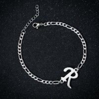 Armband Personalisiert A-Z Edelstahl Buchstaben Freundin Damen Geburtstag Silber-R