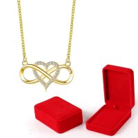 Unendlichkeit Halskette Damen Herz Kristall Gold mit Geschenkbox Liebe Infinity