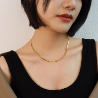 Klingenkette Schl&uuml;sselbein Halskette Gold-37+8cm